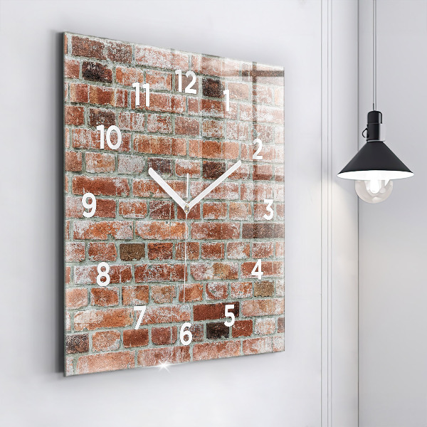 Square glass wall clock Brick wall