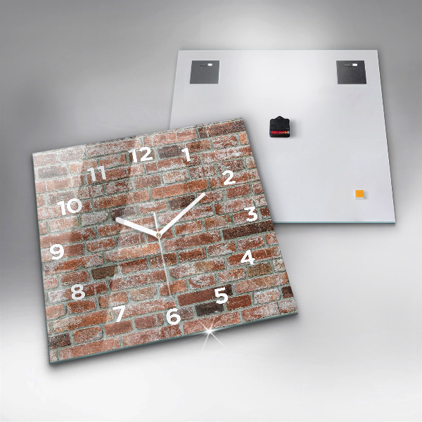 Square glass wall clock Brick wall