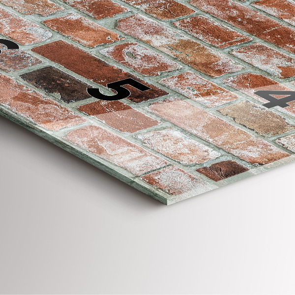 Square glass wall clock Brick wall