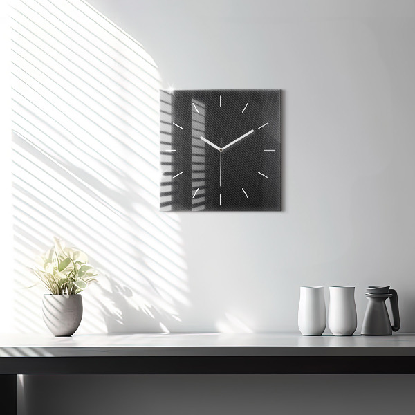 Square glass wall clock Dark abstraction