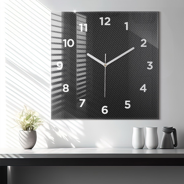 Square glass wall clock Dark abstraction