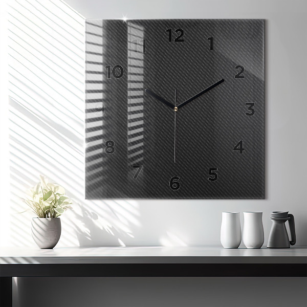 Square glass wall clock Dark abstraction