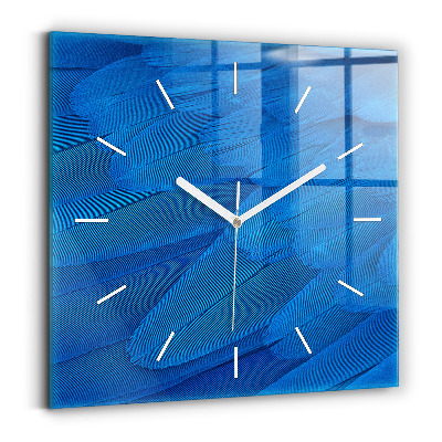 Square glass wall clock Bird feather