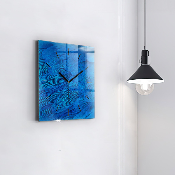 Square glass wall clock Bird feather