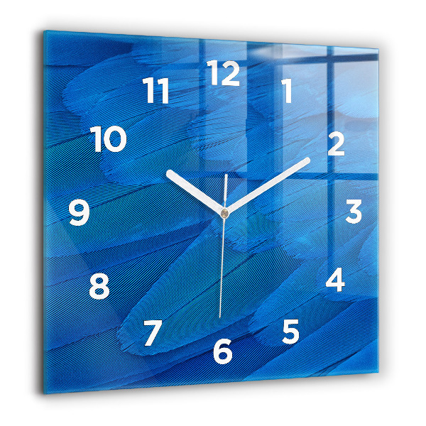 Square glass wall clock Bird feather