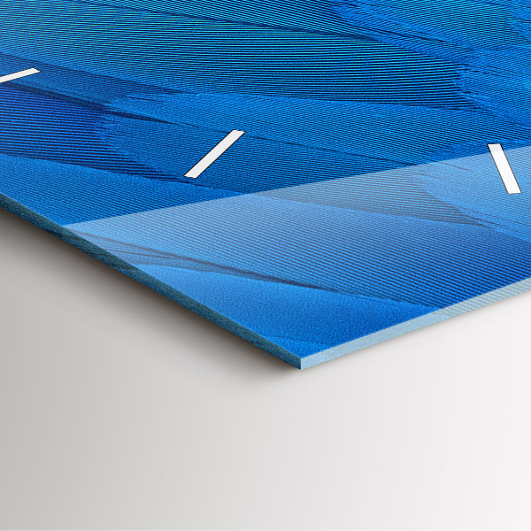 Square glass wall clock Bird feather