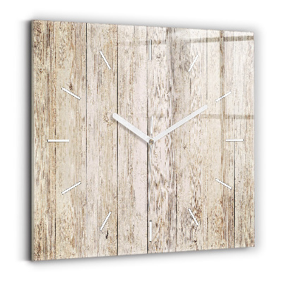 Square glass wall clock Wooden panels