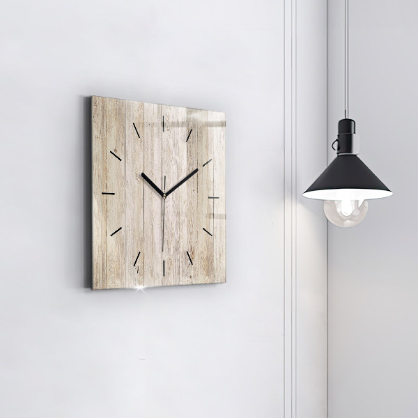 Square glass wall clock Wooden panels