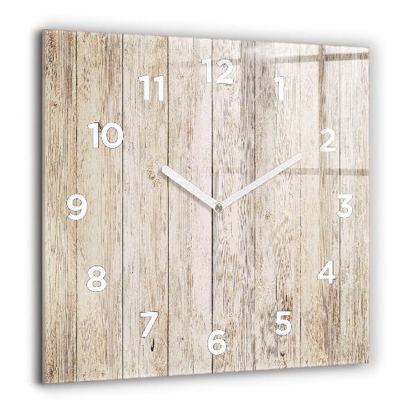 Square glass wall clock Wooden panels