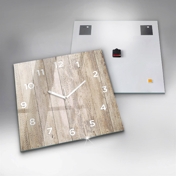 Square glass wall clock Wooden panels