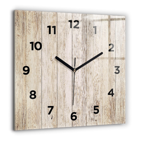 Square glass wall clock Wooden panels