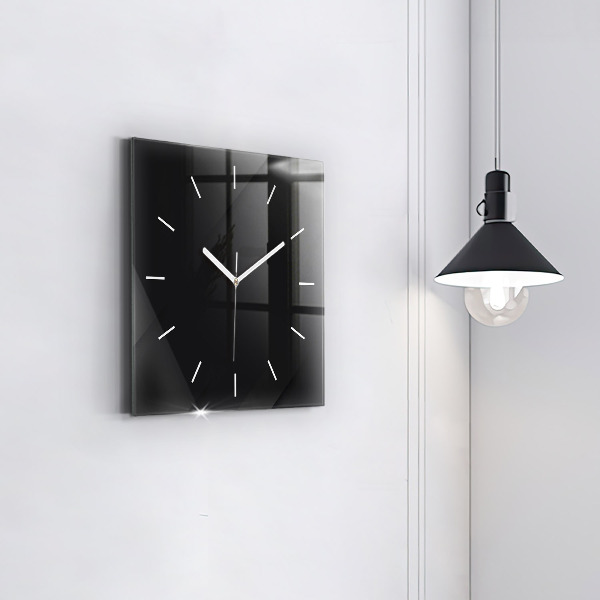 Square glass wall clock Dark wall pattern