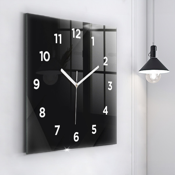 Square glass wall clock Dark wall pattern