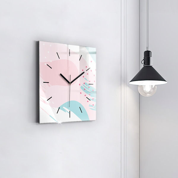 Square glass wall clock Pastel abstraction
