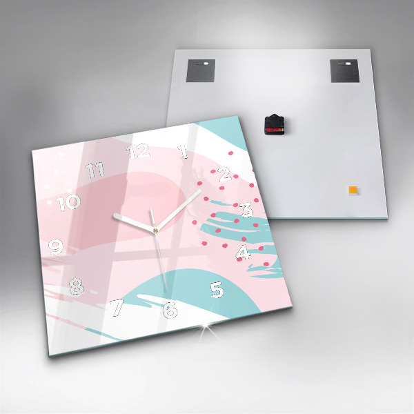 Square glass wall clock Pastel abstraction
