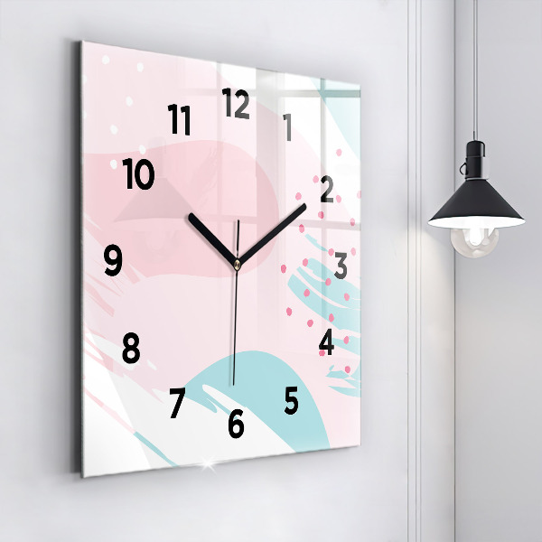 Square glass wall clock Pastel abstraction
