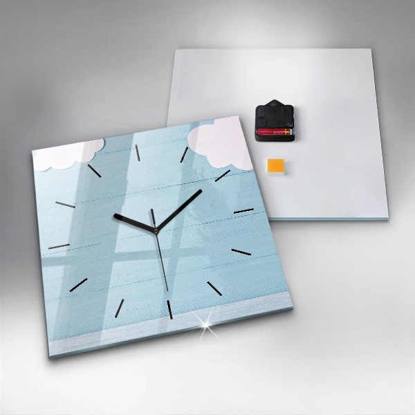 Square glass wall clock Children's board