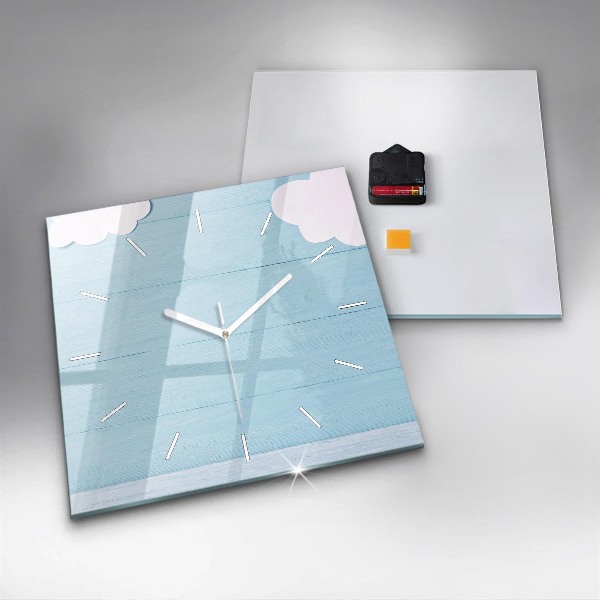 Square glass wall clock Children's board