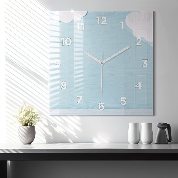 Square glass wall clock Children's board