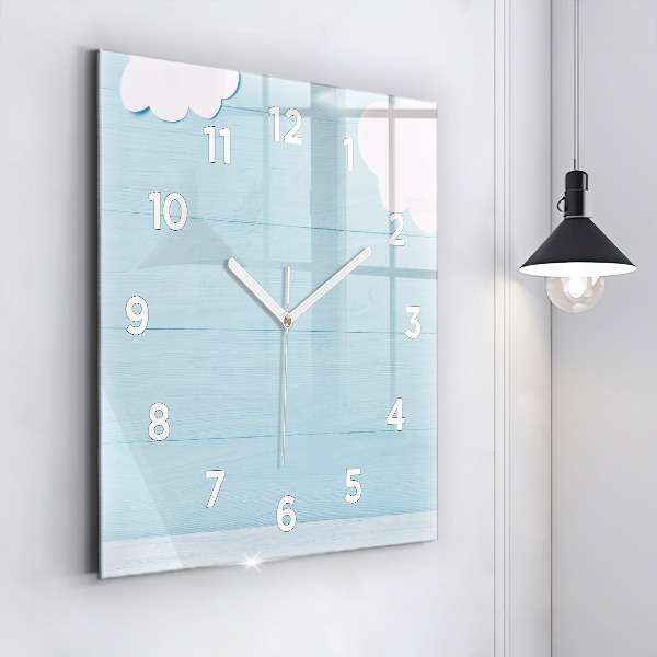 Square glass wall clock Children's board