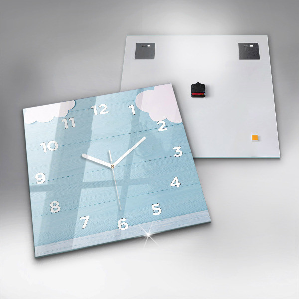 Square glass wall clock Children's board