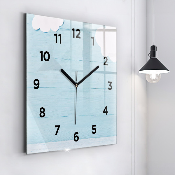 Square glass wall clock Children's board