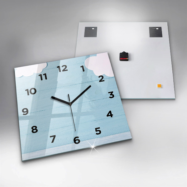 Square glass wall clock Children's board