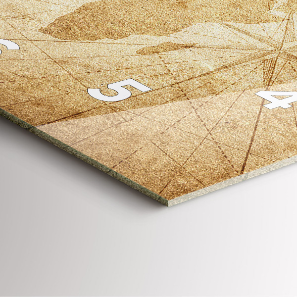 Square glass wall clock Vintage world map