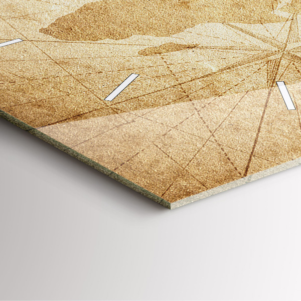 Square glass wall clock Vintage world map