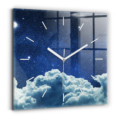 Square glass wall clock Night sky