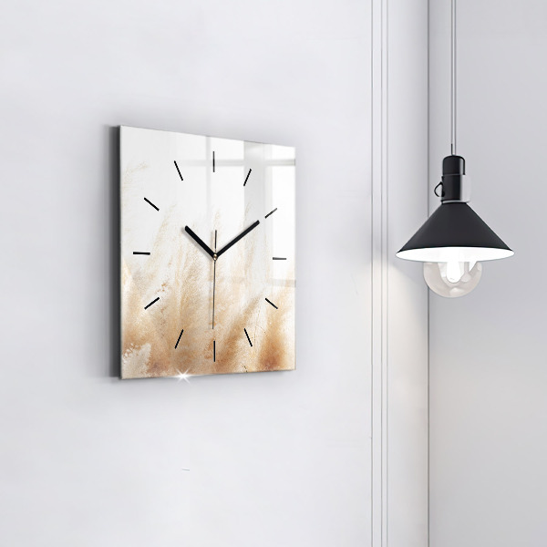 Square glass wall clock Ears of grain