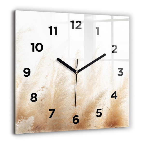 Square glass wall clock Ears of grain