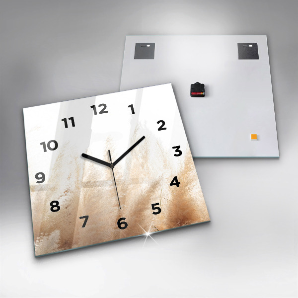 Square glass wall clock Ears of grain