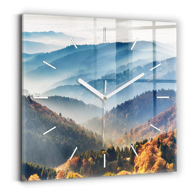 Square glass wall clock Mountain landscape