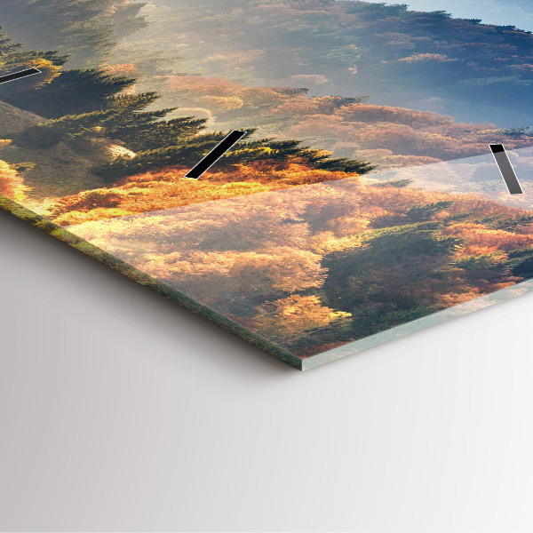 Square glass wall clock Mountain landscape