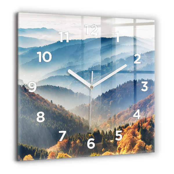 Square glass wall clock Mountain landscape