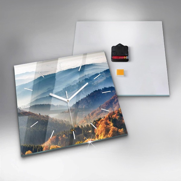 Square glass wall clock Mountain landscape
