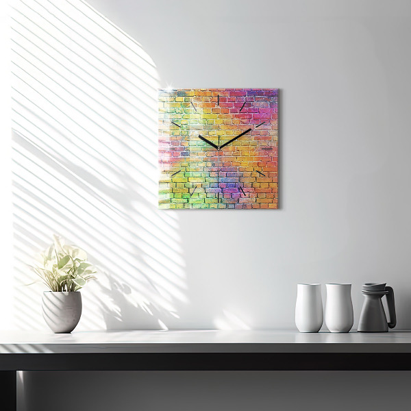 Square glass wall clock Painted wall
