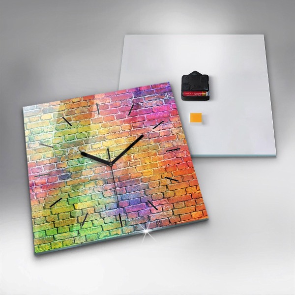 Square glass wall clock Painted wall