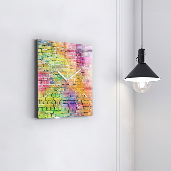 Square glass wall clock Painted wall