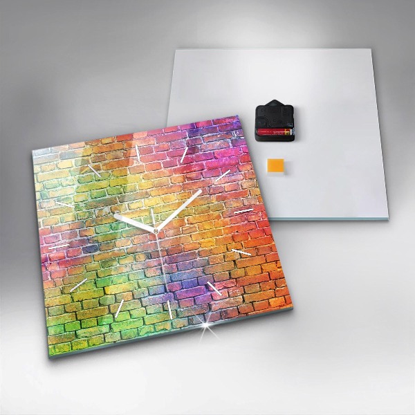 Square glass wall clock Painted wall
