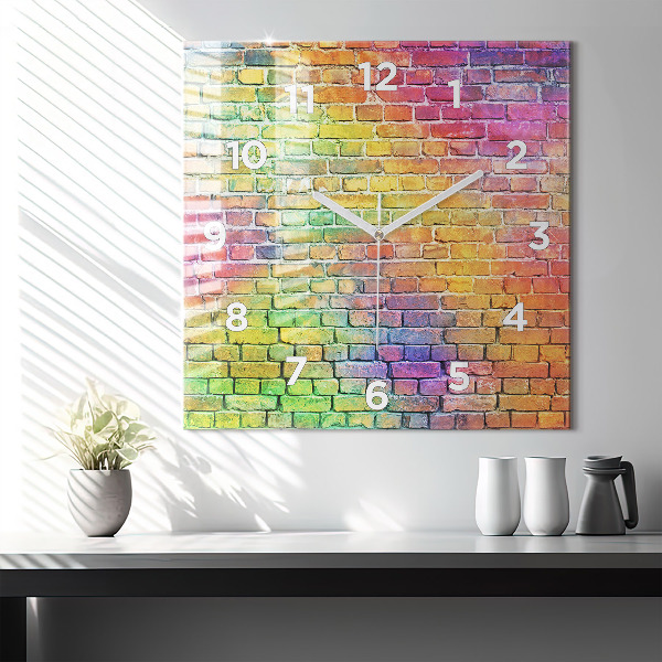 Square glass wall clock Painted wall