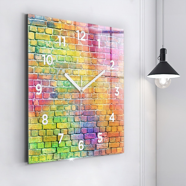 Square glass wall clock Painted wall