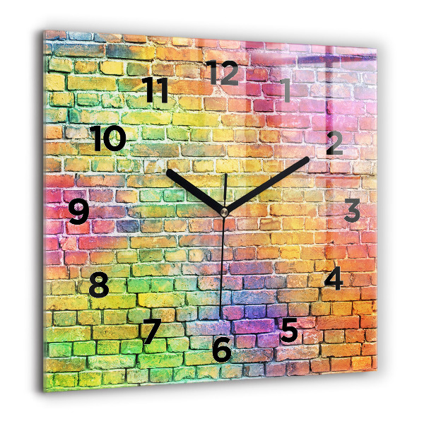 Square glass wall clock Painted wall