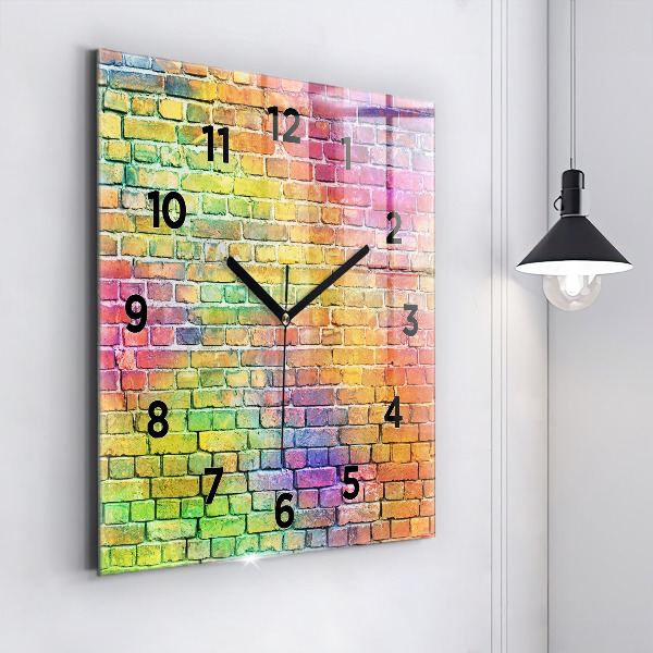 Square glass wall clock Painted wall