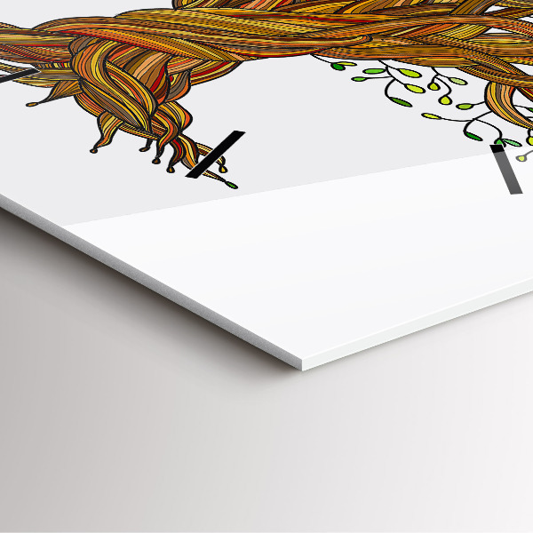 Square glass wall clock Tree and roots