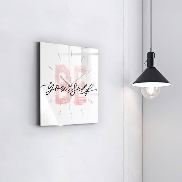 Square glass wall clock The inscription Be yourself