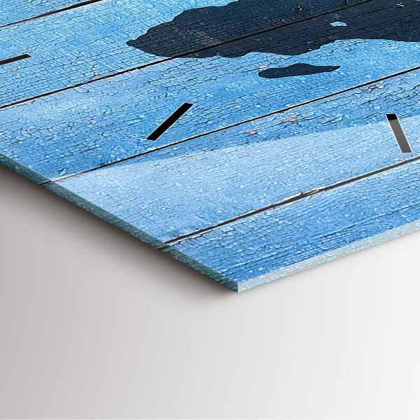 Square glass wall clock World map on boards