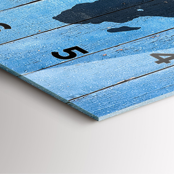 Square glass wall clock World map on boards