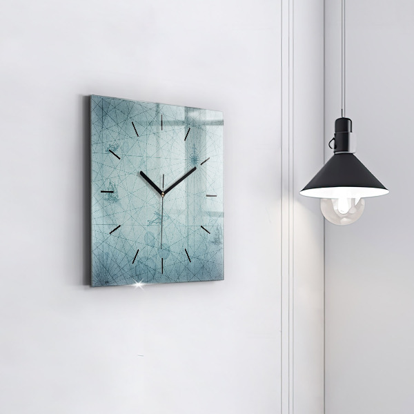 Square glass wall clock Vintage map